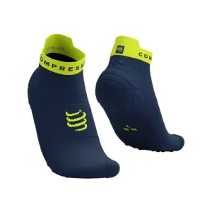 Chaussettes Compressport Pro Racing Socks v4.0 run Bleu et bleu fluo basses