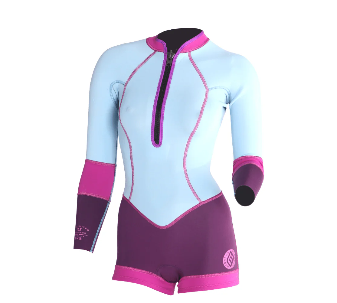 2/2 Unlimited -Zip Dos L/S Combinaison Shorty Surf Femme – Image 2